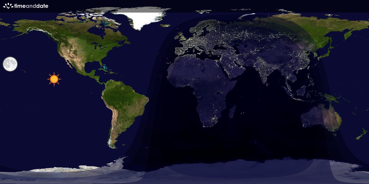 Verdenskart som viser dag og natt 