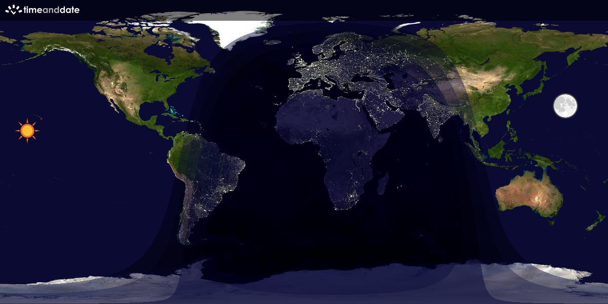 Verdenskart som viser dag og natt 