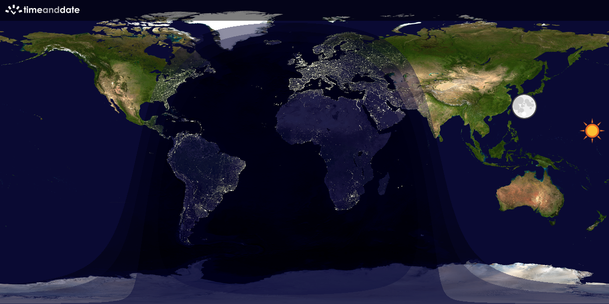 Verdenskart som viser dag og natt 