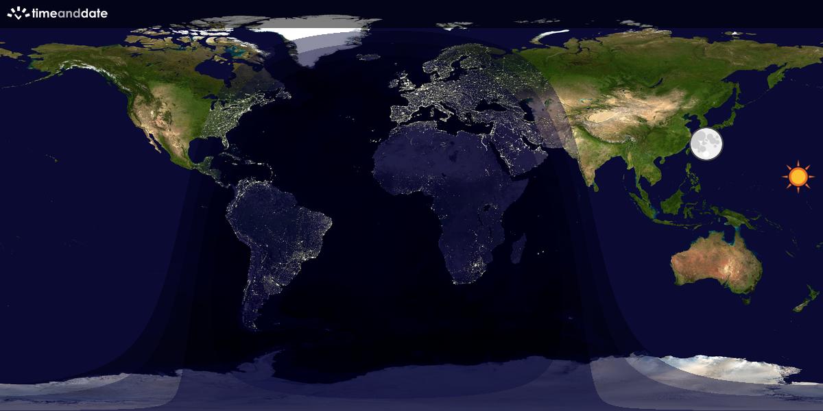 Verdenskart som viser dag og natt 