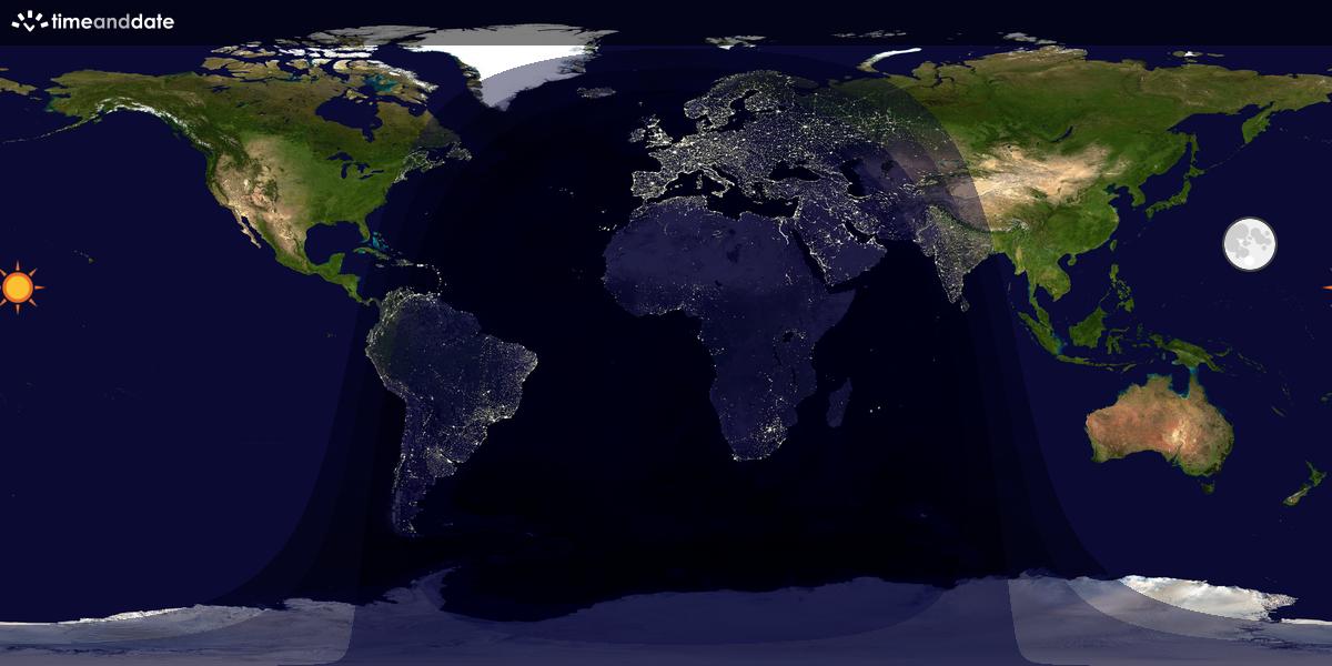 Verdenskart som viser dag og natt 