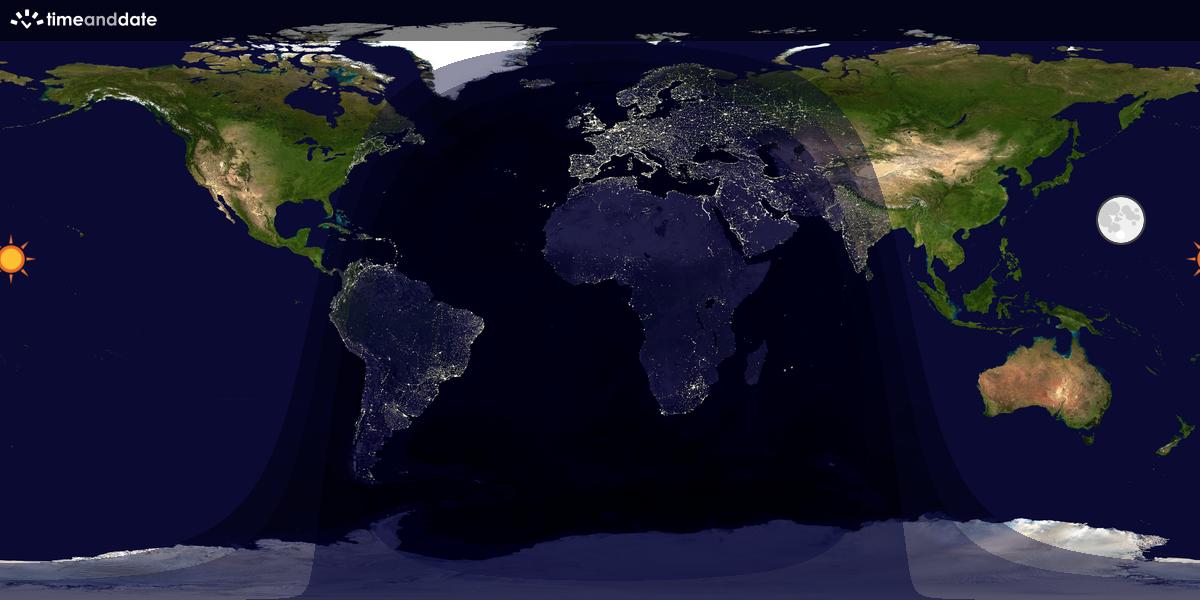 Verdenskart som viser dag og natt 