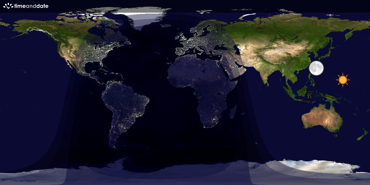 Verdenskart som viser dag og natt 