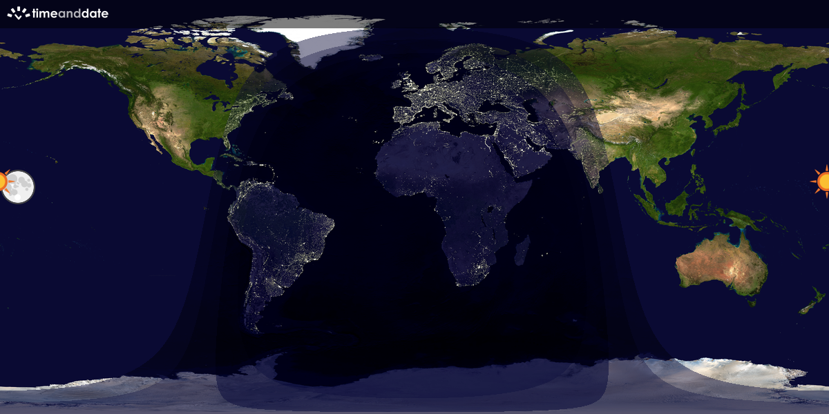 Verdenskart som viser dag og natt 