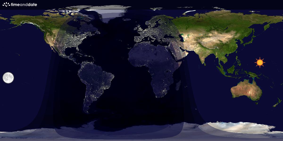 Verdenskart som viser dag og natt 