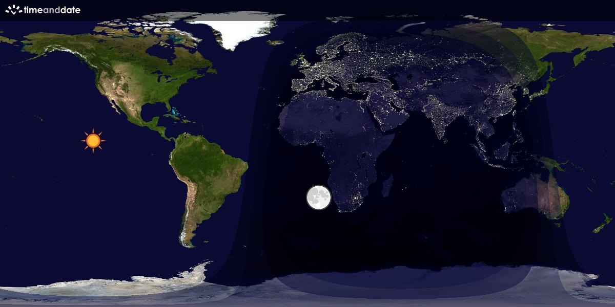 Verdenskart som viser dag og natt 
