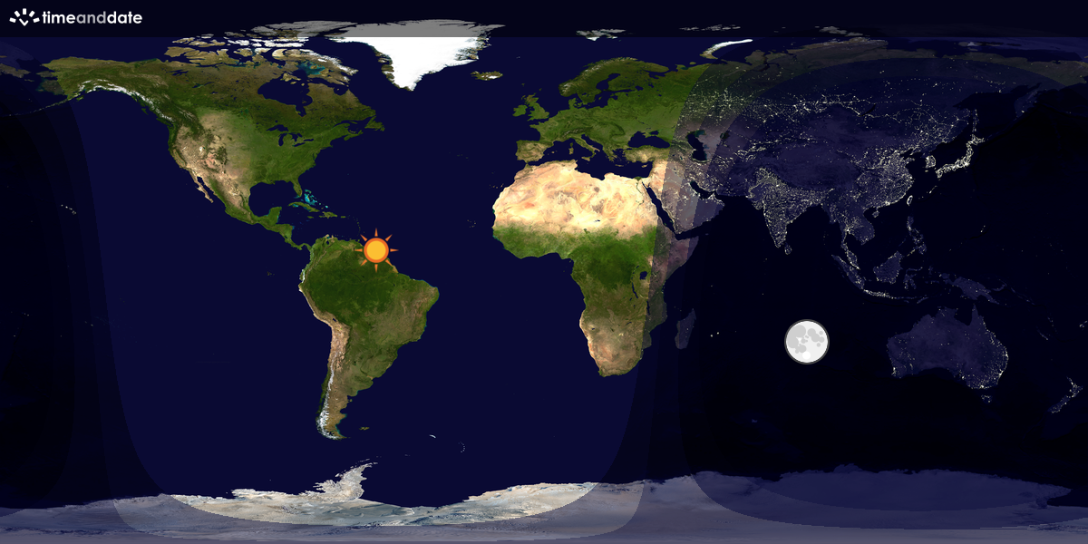 Verdenskart som viser dag og natt 