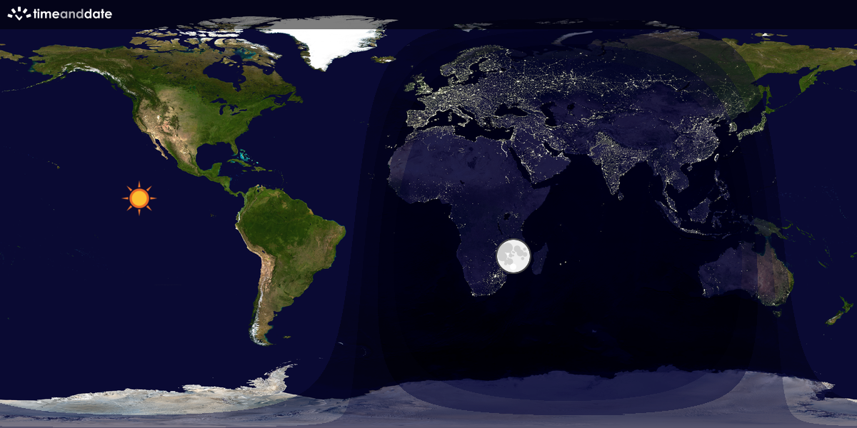 Verdenskart som viser dag og natt 