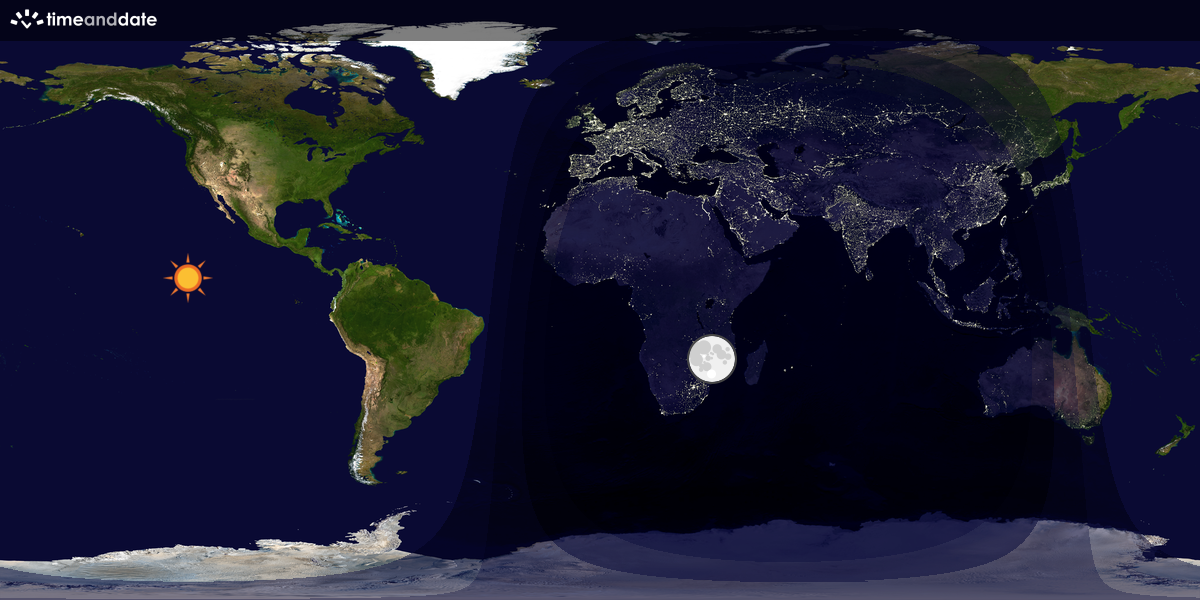 Verdenskart som viser dag og natt 