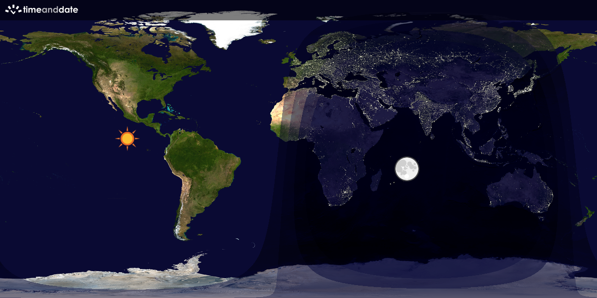 Verdenskart som viser dag og natt 