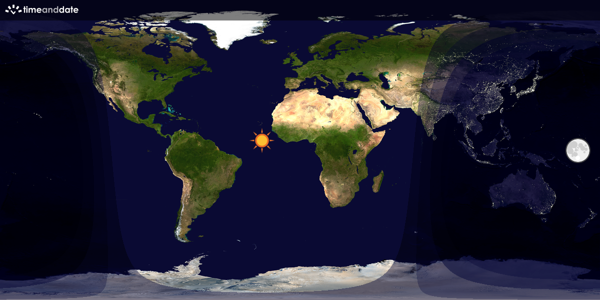 Verdenskart som viser dag og natt 