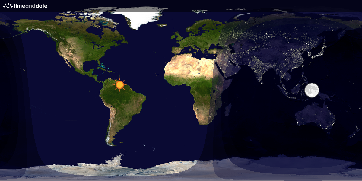 Verdenskart som viser dag og natt 