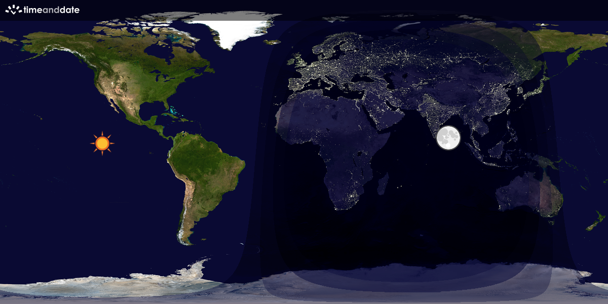 Verdenskart som viser dag og natt 