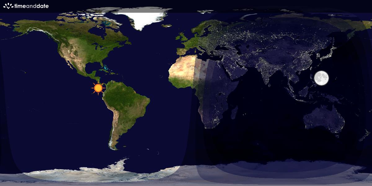 Verdenskart som viser dag og natt 