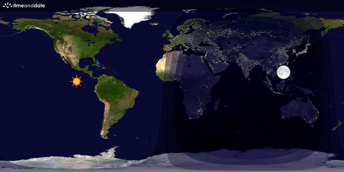 Verdenskart som viser dag og natt 