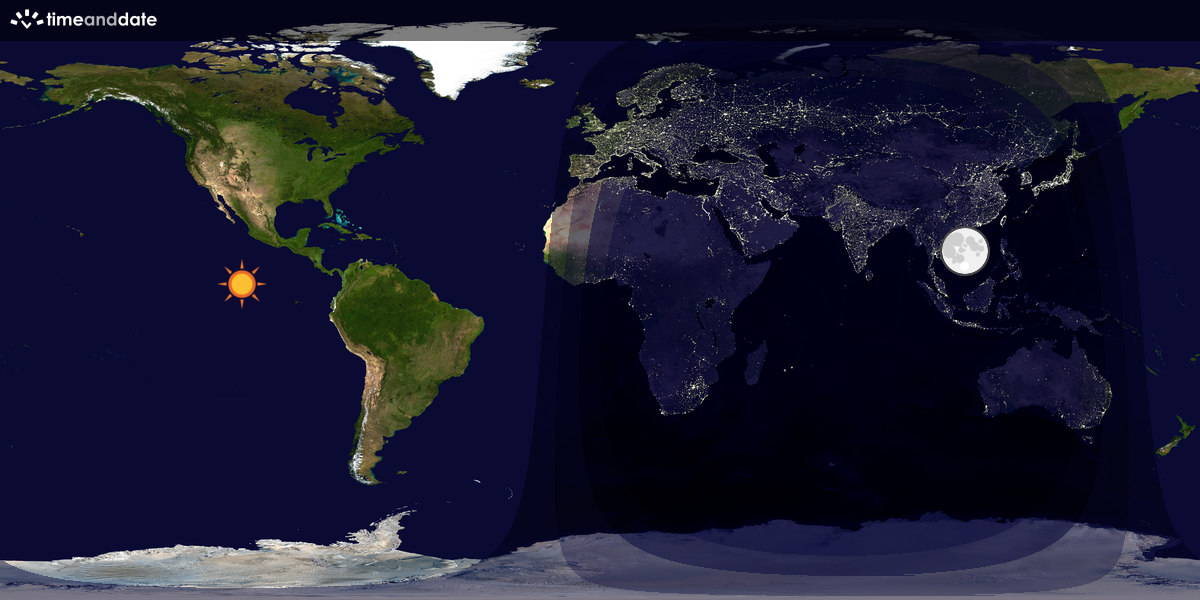 Verdenskart som viser dag og natt 