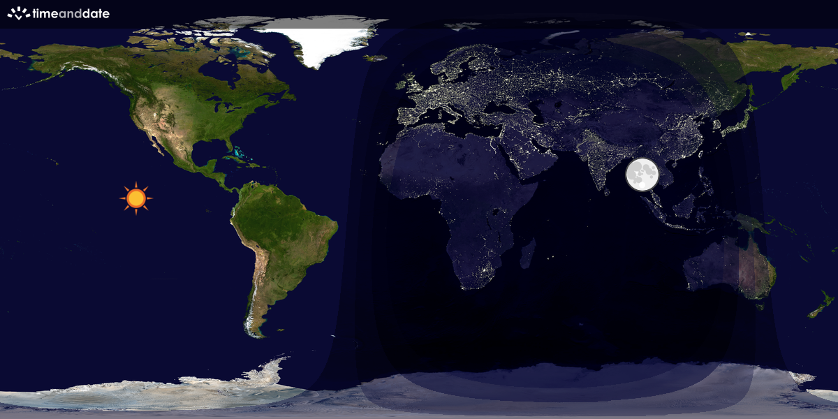 Verdenskart som viser dag og natt 