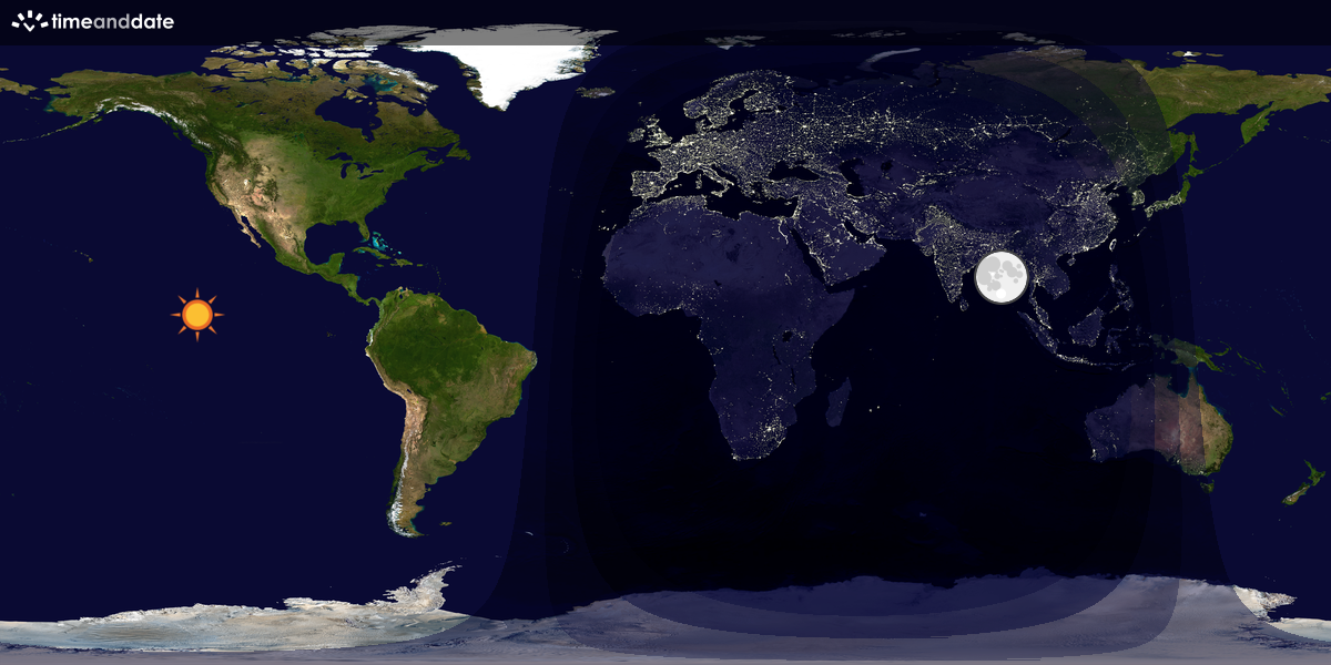 Verdenskart som viser dag og natt 