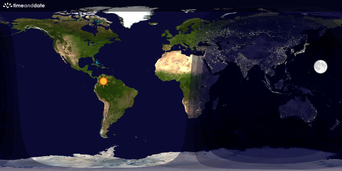 Verdenskart som viser dag og natt 