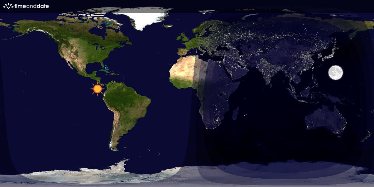 Verdenskart som viser dag og natt 