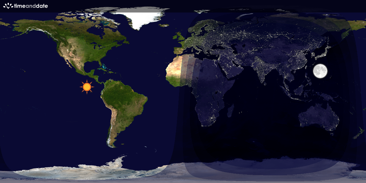 Verdenskart som viser dag og natt 