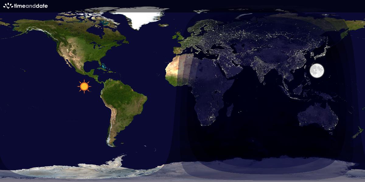 Verdenskart som viser dag og natt 