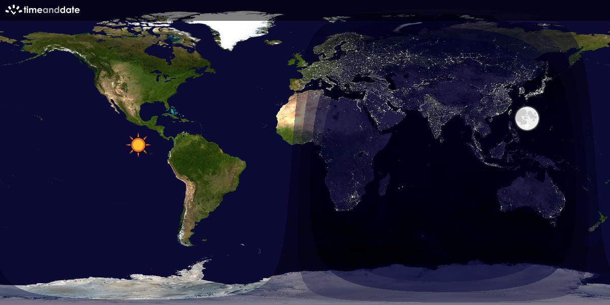 Verdenskart som viser dag og natt 