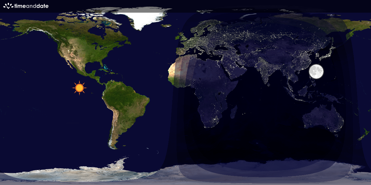 Verdenskart som viser dag og natt 