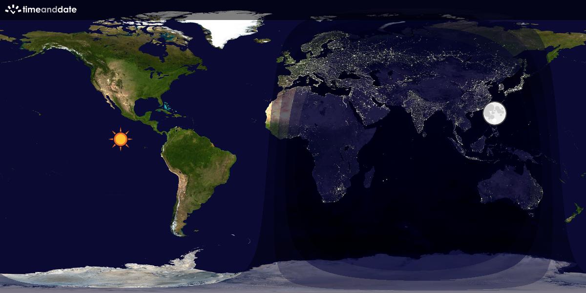 Verdenskart som viser dag og natt 