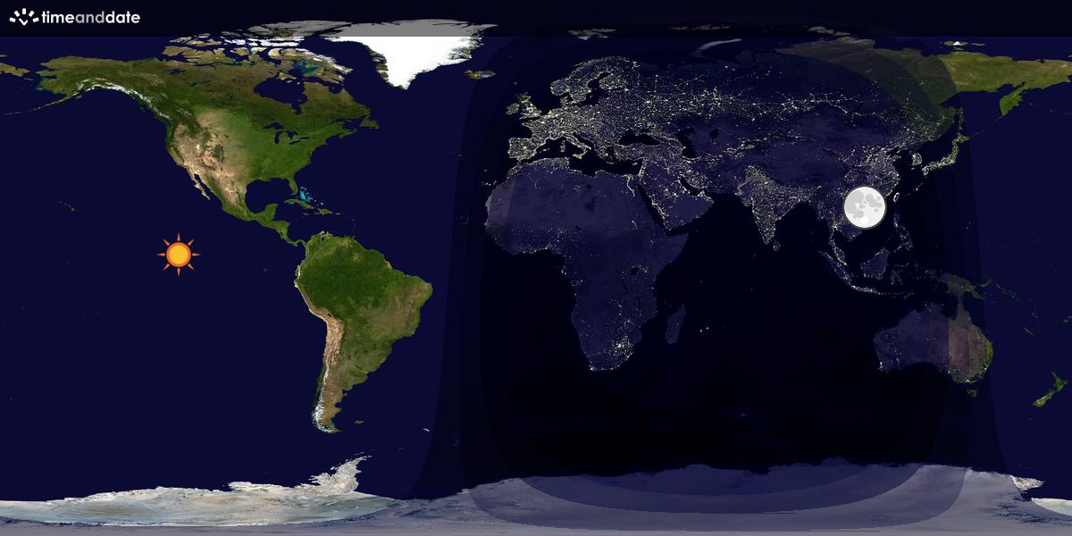 Verdenskart som viser dag og natt 