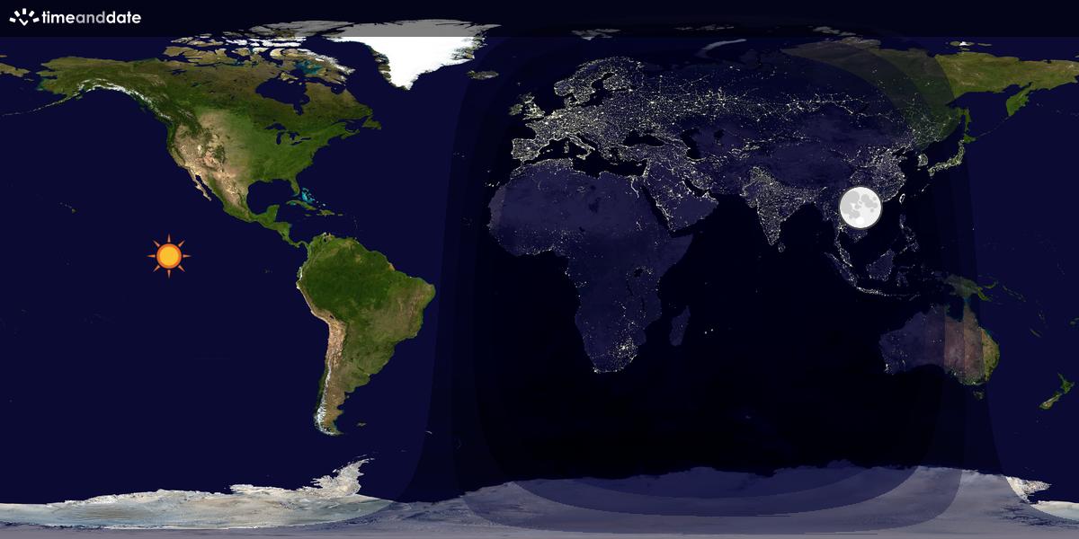 Verdenskart som viser dag og natt 