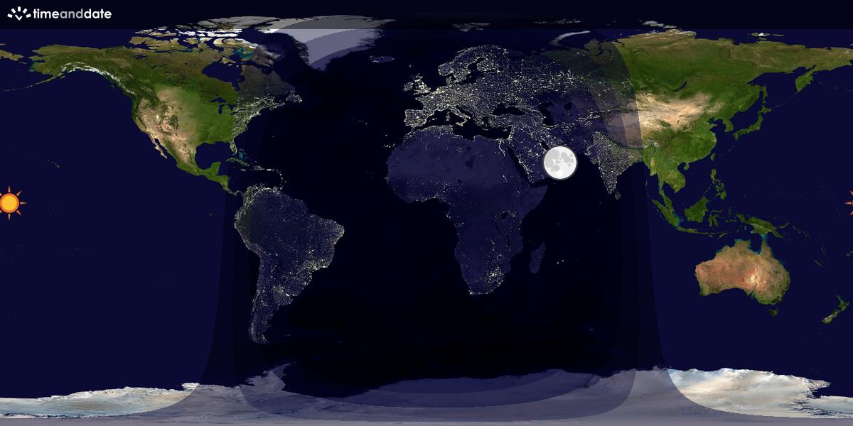 Verdenskart som viser dag og natt 