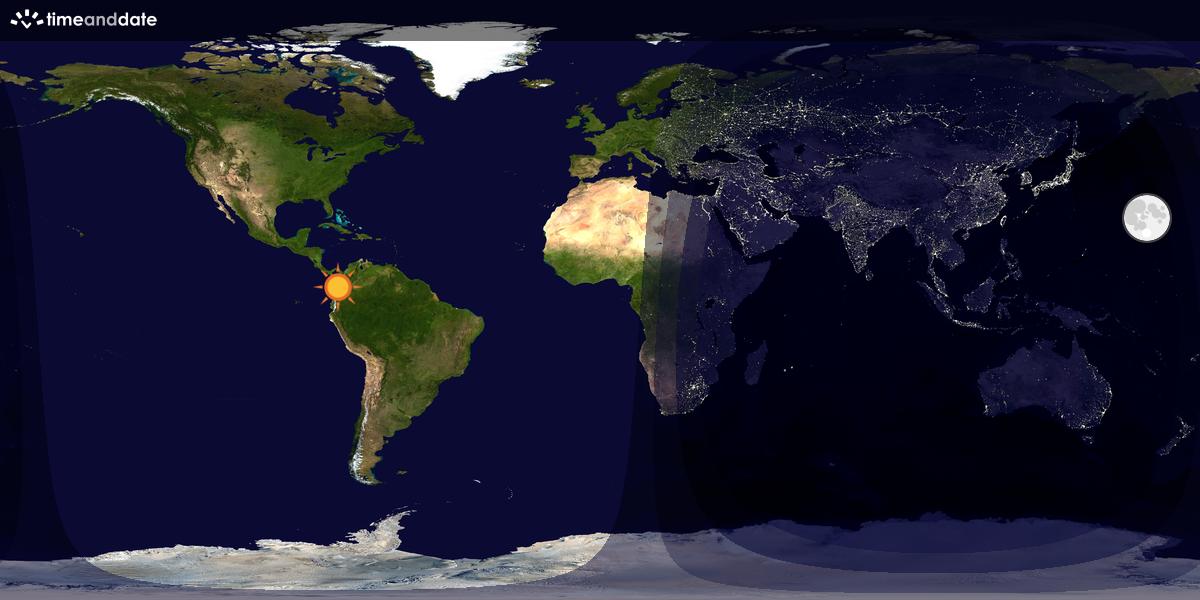 Verdenskart som viser dag og natt 