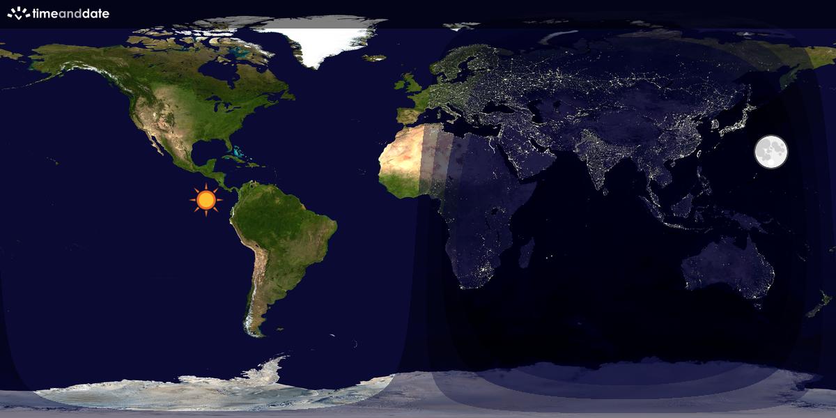 Verdenskart som viser dag og natt 