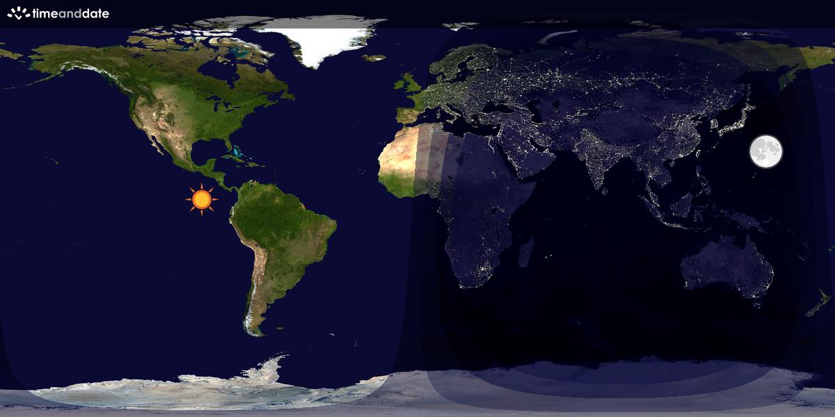 Verdenskart som viser dag og natt 