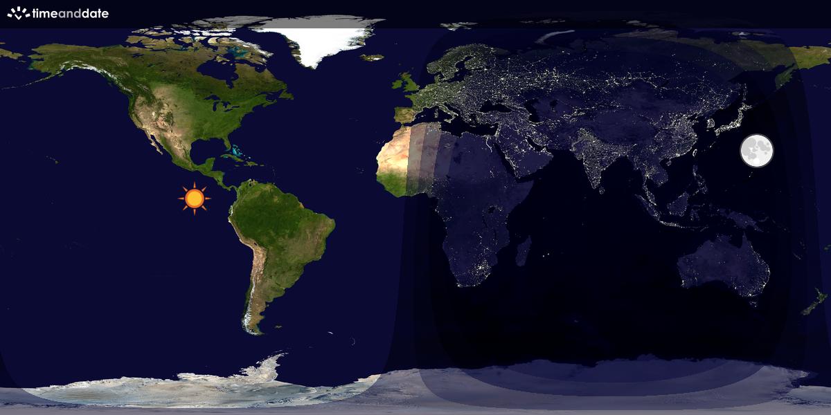 Verdenskart som viser dag og natt 