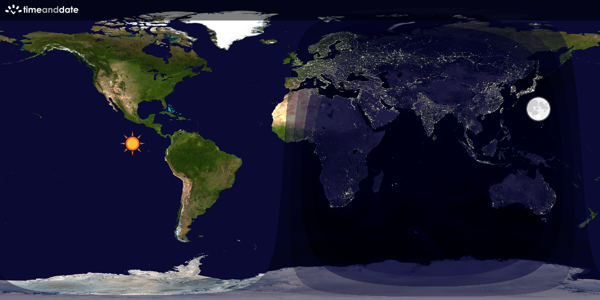 Verdenskart som viser dag og natt 