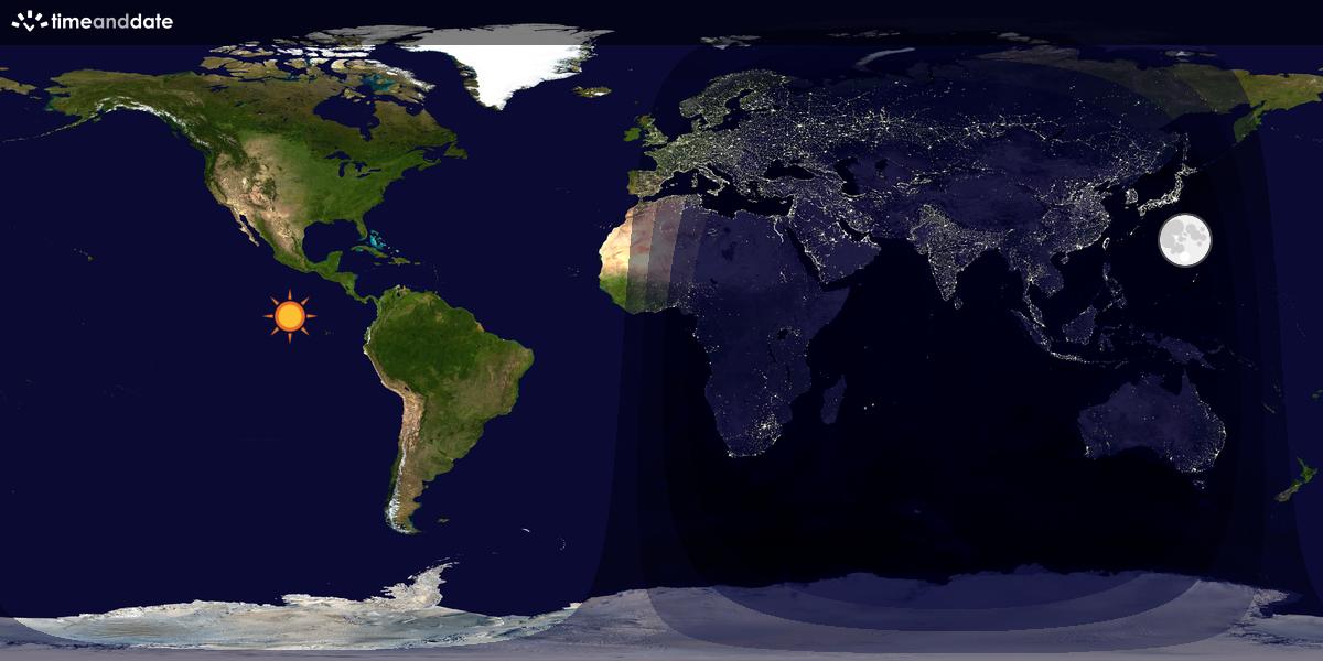 Verdenskart som viser dag og natt 