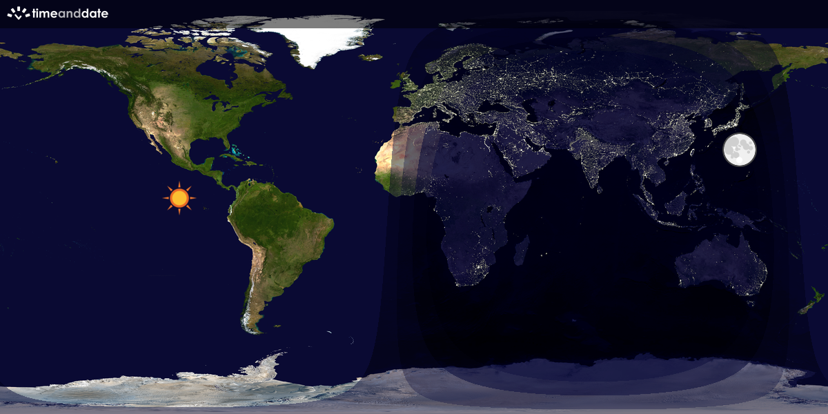 Verdenskart som viser dag og natt 