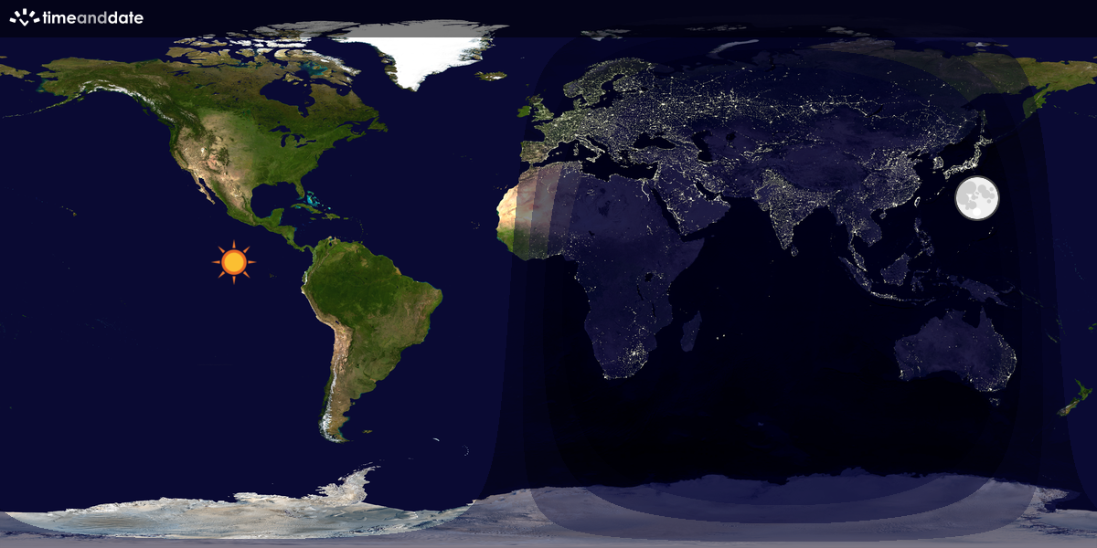 Verdenskart som viser dag og natt 