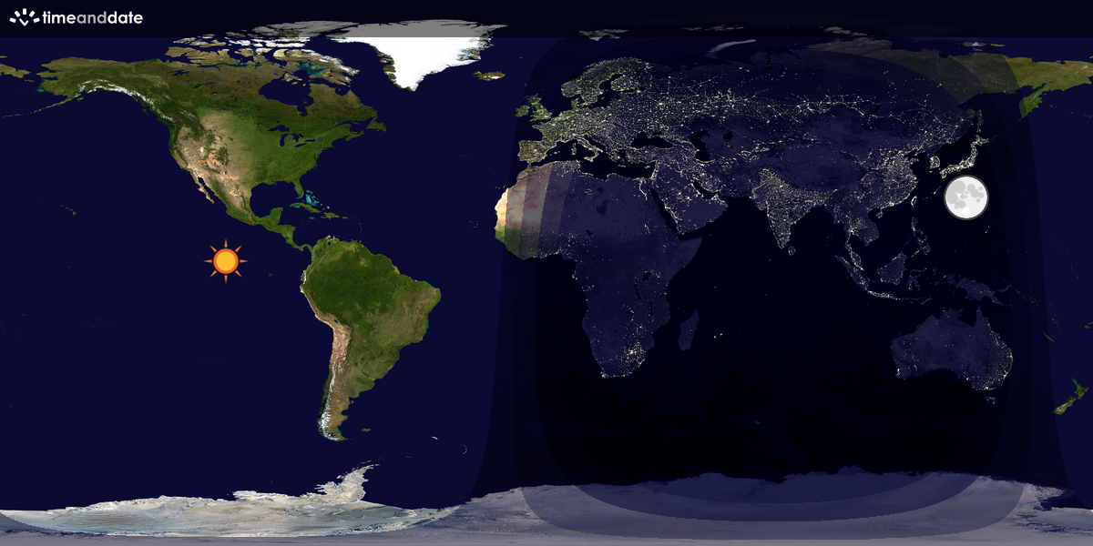 Verdenskart som viser dag og natt 