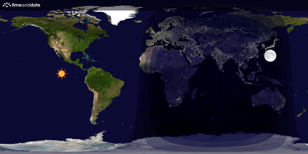 Verdenskart som viser dag og natt 