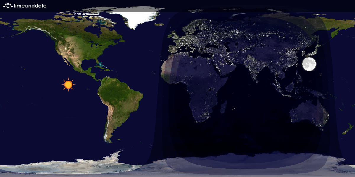 Verdenskart som viser dag og natt 