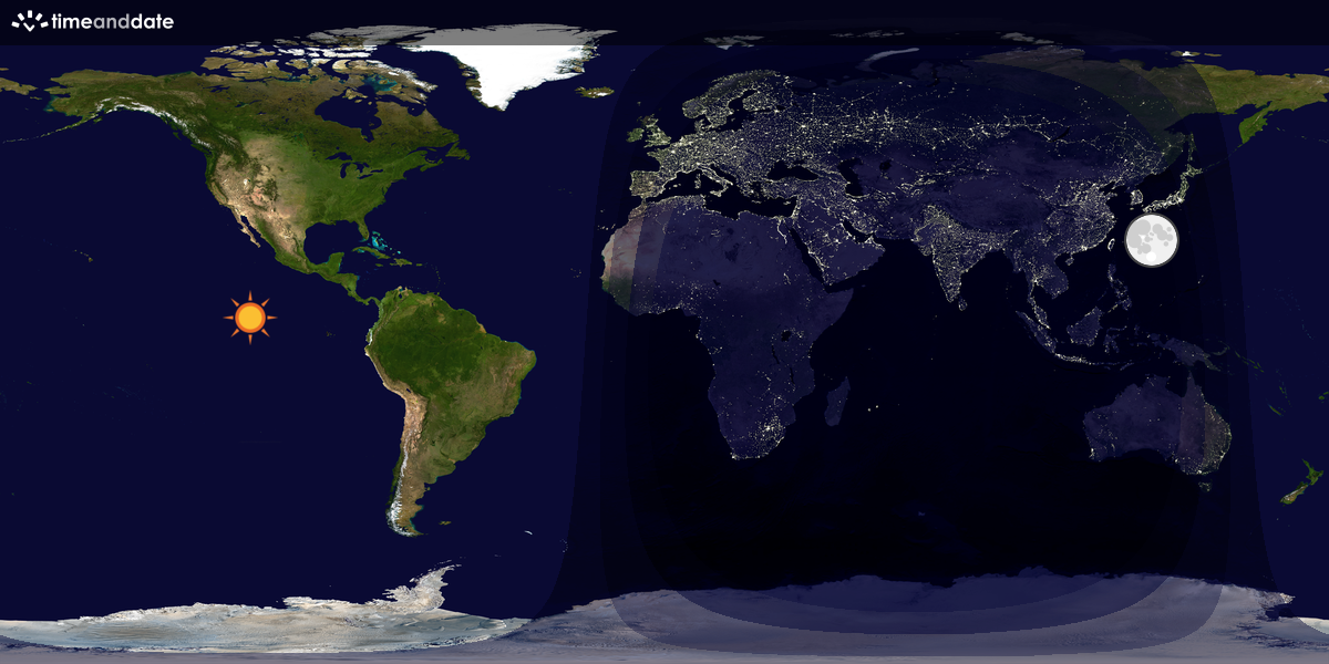 Verdenskart som viser dag og natt 