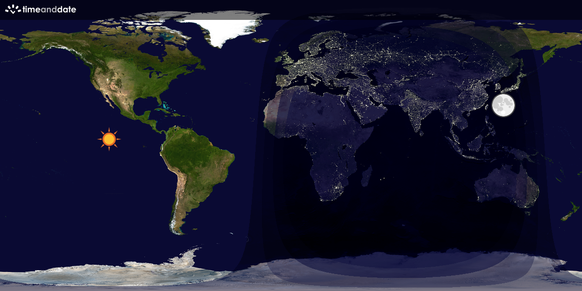 Verdenskart som viser dag og natt 