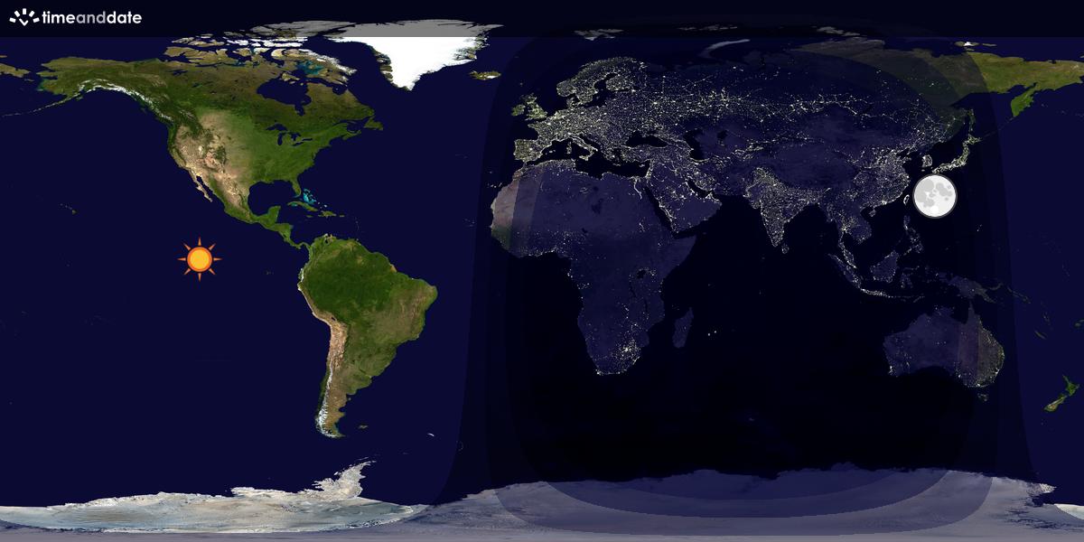 Verdenskart som viser dag og natt 