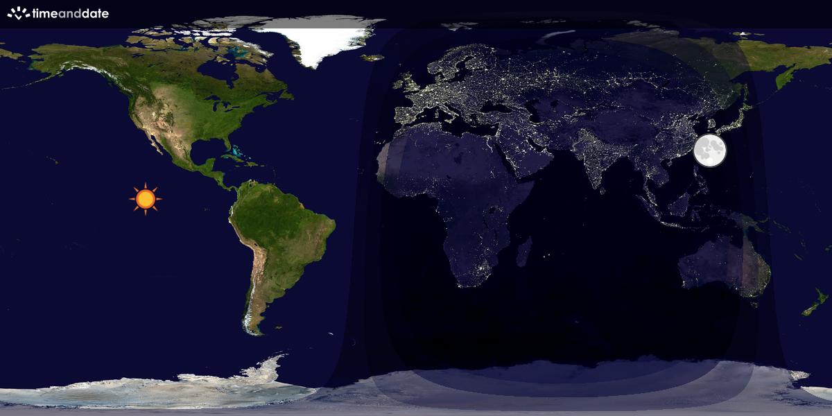 Verdenskart som viser dag og natt 