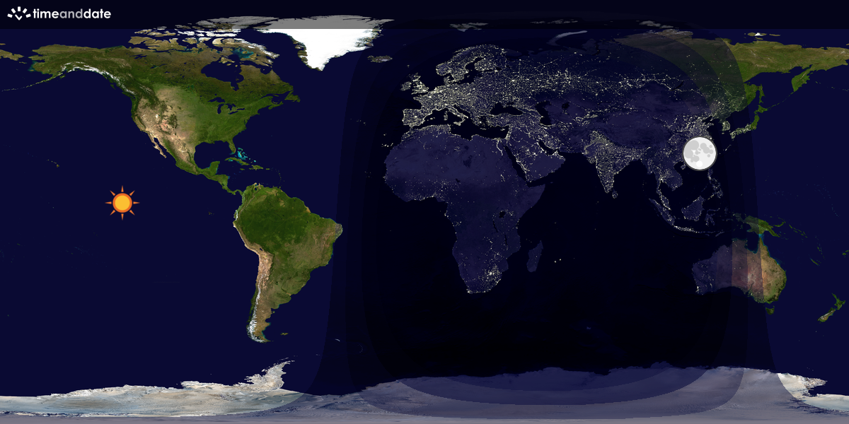 Verdenskart som viser dag og natt 
