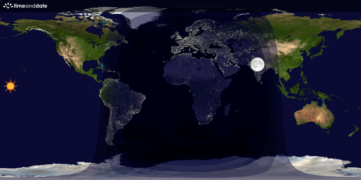 Verdenskart som viser dag og natt 