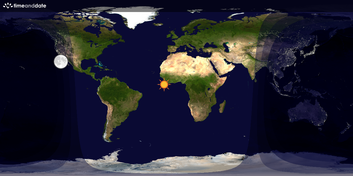 Verdenskart som viser dag og natt 